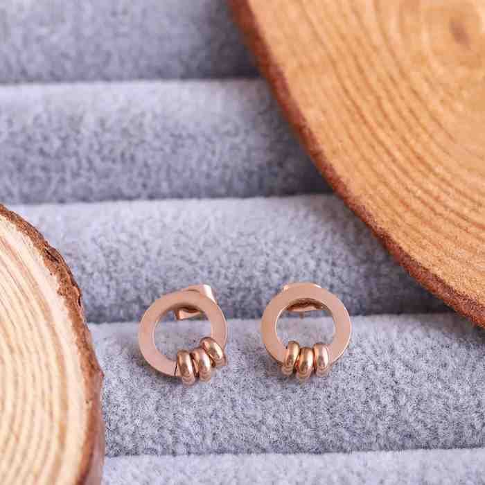 Rose Gold Interlinked Knot Hoop Stud Earrings